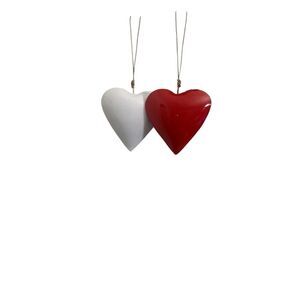 Handmade Set of 2 Enamel Heart Ornaments